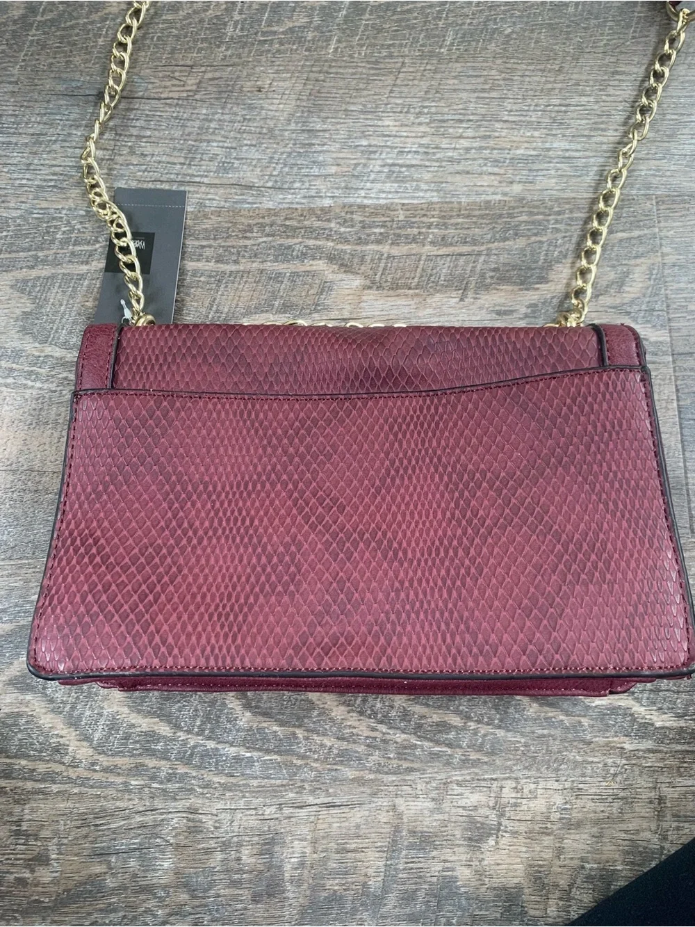 Mossimo Faux Chic Snakeskin Maroon Chain Strap Crossbody Bag NWT